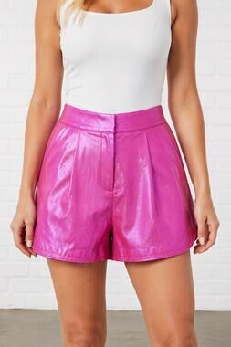 NWT Grey Lab Shiny Faux Leather Shorts Women’s M Hot Pink High Rise Nordstrom